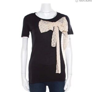 Red Valentino Black t-shirt with lace bow S